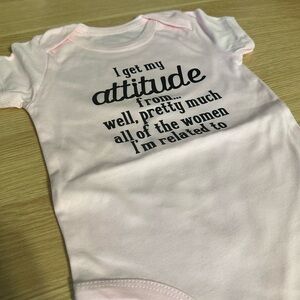 Attitude Pink Baby girl Onesie NEW 9-12 Months